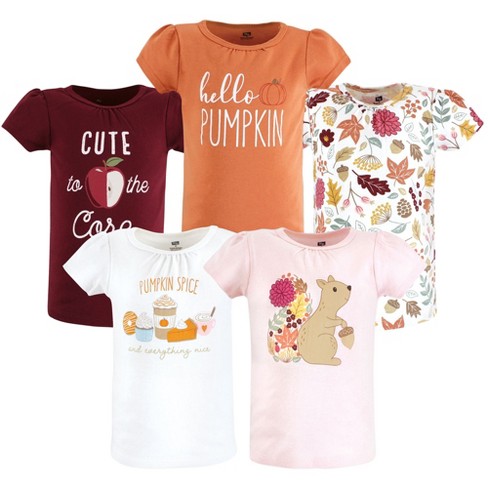 Hudson Baby Infant and Toddler Girl Short Sleeve T-Shirts, Fall Pumpkin Spice - image 1 of 4