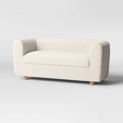 Fully Upholstered Storage Bench Cream Faux Shearling - Threshold™: Ottoman for Bedroom, End of Bed Seating