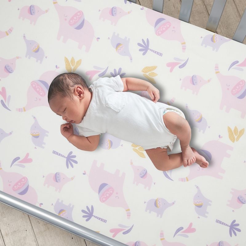 Bedtime Originals Elephant Dreams 3-Piece Pink Nursery Baby Crib Bedding Set, 5 of 11