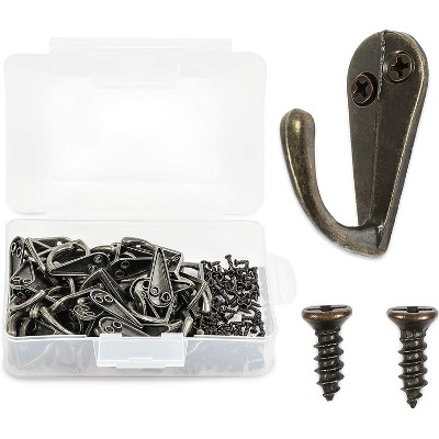 Okuna Outpost 50 Pack Metal Coat Wall Hooks with Screws, Bronze, 1.3" x 1"