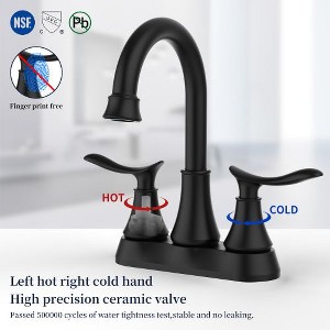 Matte Black 4-Inch Double-Handle Bathroom Faucet, Vanity Sink Faucets Equipped with Pop-up Drain and Supply Hoses - 1 of 4