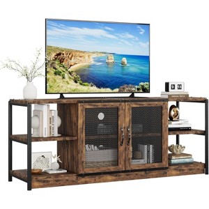 Farmhouse TV Stand for 65/75 inches TVs, Entertainment Center with Storage Cabinet, Industrial Media Console Cabinet Table - 1 of 4