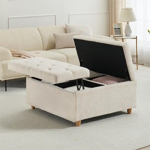 Leather Storage Ottoman Coffee Table with Lift Top - 1 of 4