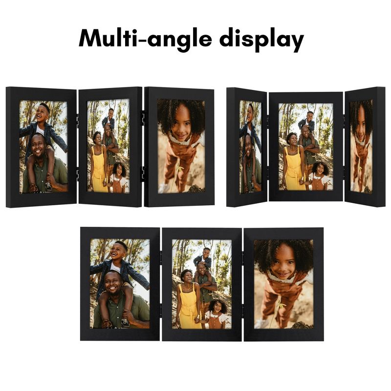 Americanflat Tri-Folding Picture Frame to Display 3 Photos at Once - Black, 5 of 7