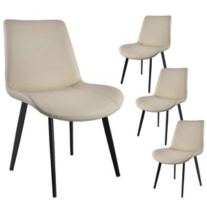 DSVIMOY Accent Chair PU Leather Dining Chair with Metal Legs for Kitchen and Living Room, Light Gray, 29"*23"*17.5" - 1 of 4