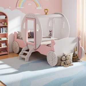 Polibi Twin Princess Carriage Bed with Crown Topper - 1 of 4