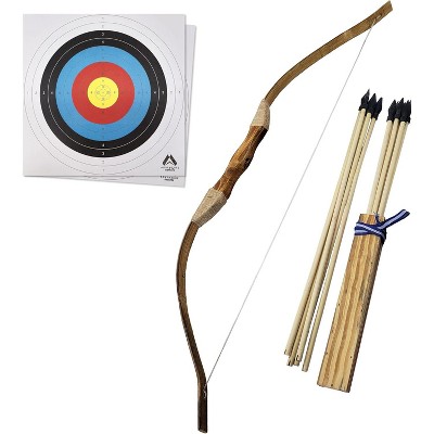 Handmade Wooden Bow and Arrow Set with 10 Arrows & Quiver | Outdoor Adventure Play Toy