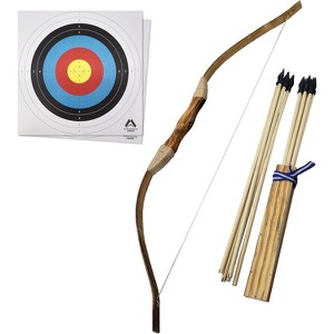 Handmade Wooden Bow and Arrow Set with 10 Arrows & Quiver | Outdoor Adventure Play Toy - 1 of 4