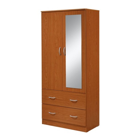2 Door Armoire With Drawers And, Armoire Wardrobe With Mirror