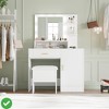 Vanity Desk, Makeup Vanity Desk w/Mirror & 9 LED Light Bulbs Large Drawers &Three Level Storage & Tiers of Open Shelves - 4 of 4