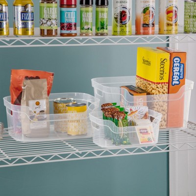 Clear Plastic Stackable Rectangle Storage Bins with Carry Handles, 16 Pack