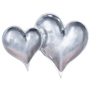 HomeRoots Two Section Textured Silver Heart Shaped Tray - 1 of 4