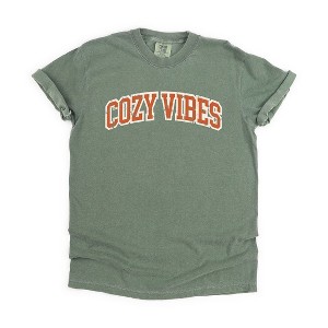 Simply Sage Market Women's Varsity Cozy Vibes Short Sleeve Garment Dyed Tee - 1 of 4