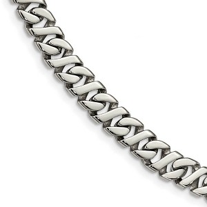 Black Bow Jewelry Men's 9mm Stainless Steel Fancy Curb Chain Necklace, 24 Inch - 1 of 4