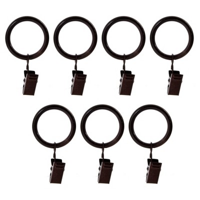 7pc Drapery Rings Brackets Espresso Brown - Versailles Home Fash
