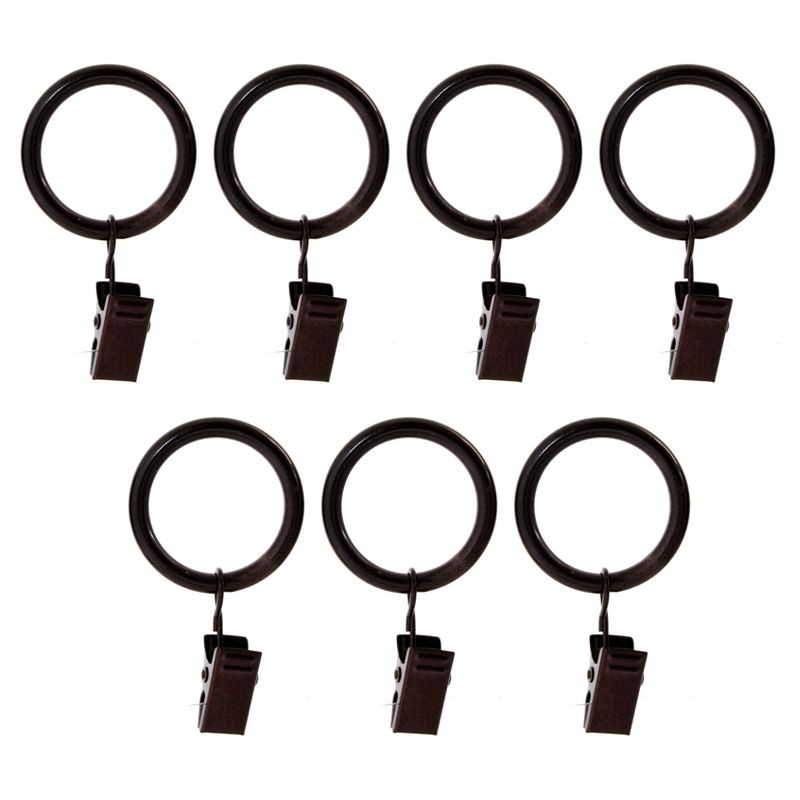 Versailles Home Fashions 7pk Steel Clip Window Curtain Rings - Espresso Brown, 1 of 5