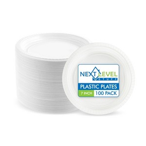 Next Level Stuff Disposable Plastic Plates - Durable and Microwavable Dinnerware for Weddings, Parties, and Everyday Use - 1 of 4