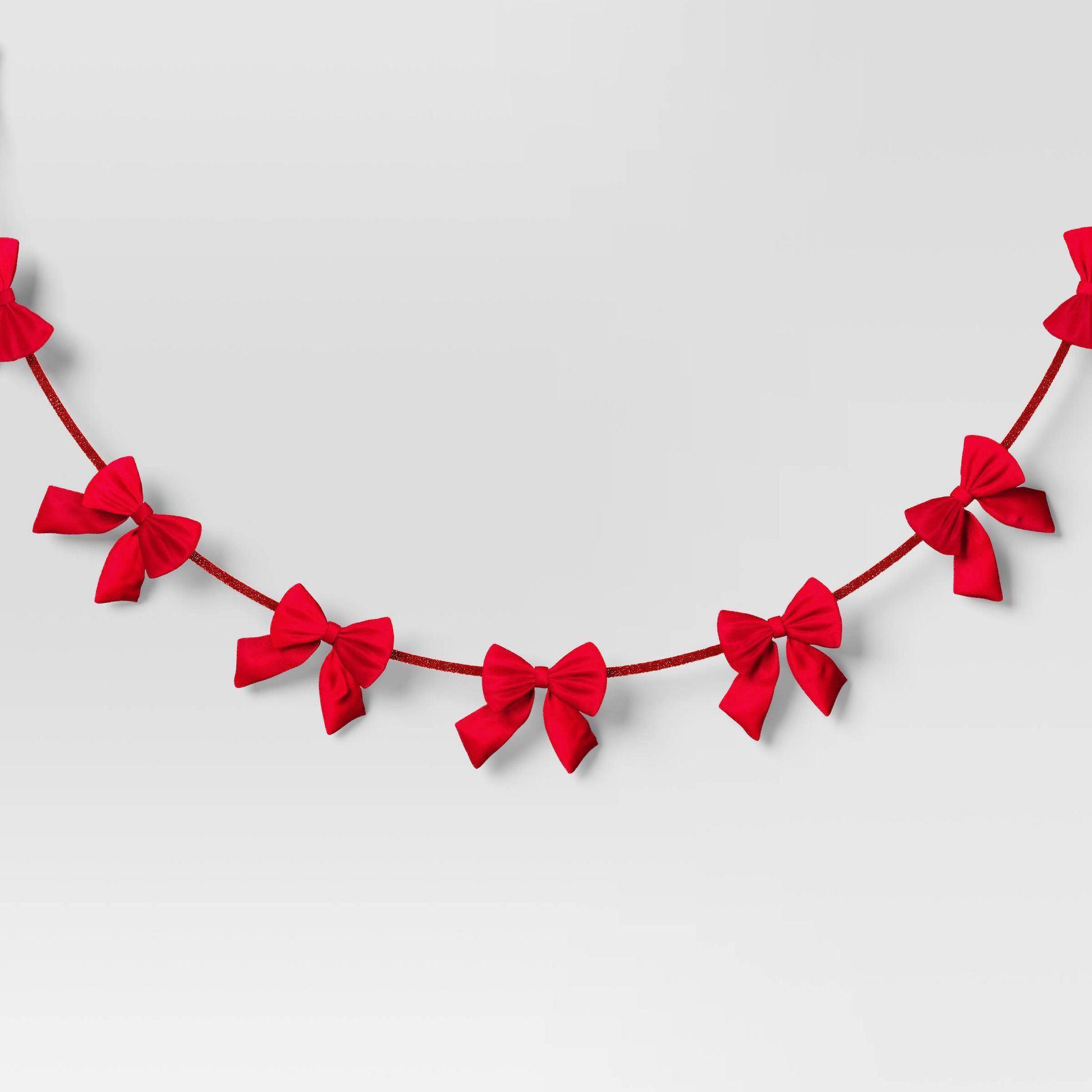 Christmas Velvet Bow Garland Red - Wondershop™