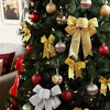Bright Creations 10 Pieces 7"x9" Christmas Bows Organza Xmas Gift Wrapping Bowknot with Twist Tie, Gold Glitter - 2 of 4