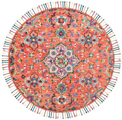 Aspen Round Red Geometric Wool Area Rug