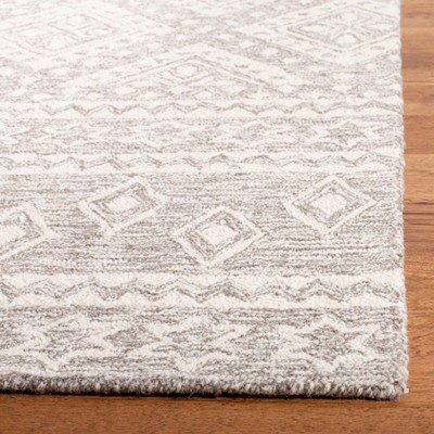 Hand-Tufted Woolen Geometric Diamond 5x8 Grey/Ivory Area Rug
