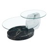 NicBex Artistic Double Layer Coffee Table with White Marble and Wood Grain Collision, Density Board Sticker and Reinforced Glass for Dining Room - 4 of 4