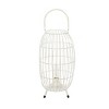 16" x 8.5" Oval Modern Metal Caged Candle Holder with Led Light Bulb Center White - Olivia & May - 4 of 4