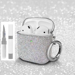 HTUTWOO for AirPods Pro 3 Case, Bling Surface Plating Hard Cover, Shockproof Protective Cover with Keychain and Cleaning Kit for Women - 1 of 4