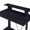 INFURNIC Desks Black Writing Desk with Upper Shelf and V-Shaped Metal Backing for Storage and Organization, Black, 32.5"*18.5"*35.5" - 2 of 4