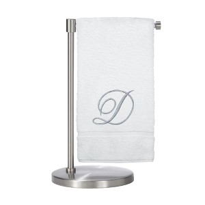 BC BARE COTTON Monogrammed Bath Towel, Personalized Gift, 27 x 54 inches - Set of 2 - White - Silver Script - 1 of 1