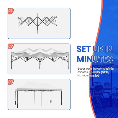White Metal Rectangular Adjustable Pop-Up Canopy Tent