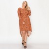 Slickblue Plus Size Cheetah Print Dress, Round Neck, V-Line Back, High-Low Hem, Long Sleeves, Olive/Rust, Size 1XL-3XL - 2 of 4