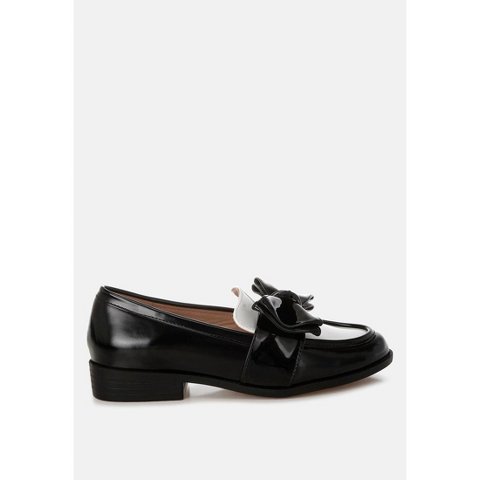 Женские туфли London Rag Womens ARAMINTA Classic Chunky Bow Loafers 8