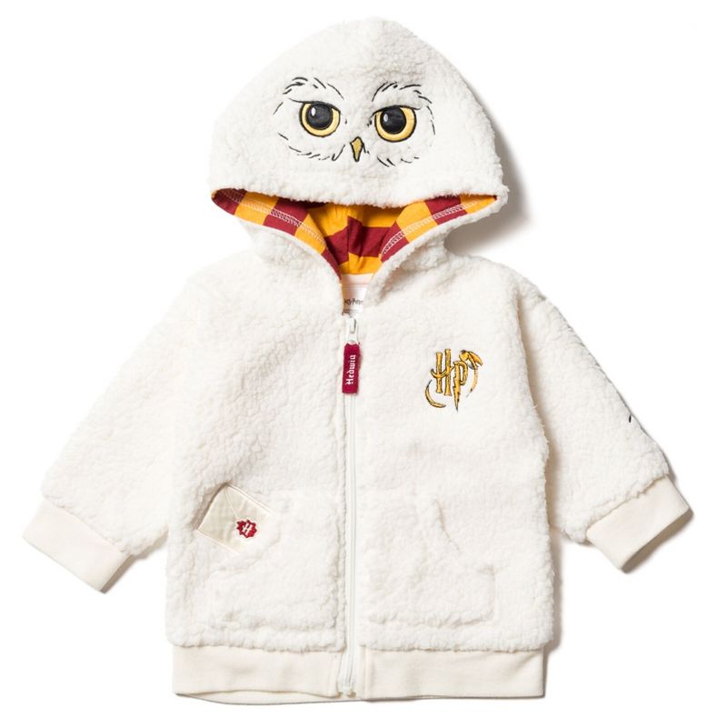 Harry Potter Hedwig Owl Fleece Zip Up Costume Hoodie Newborn to Toddler, 1 of 8