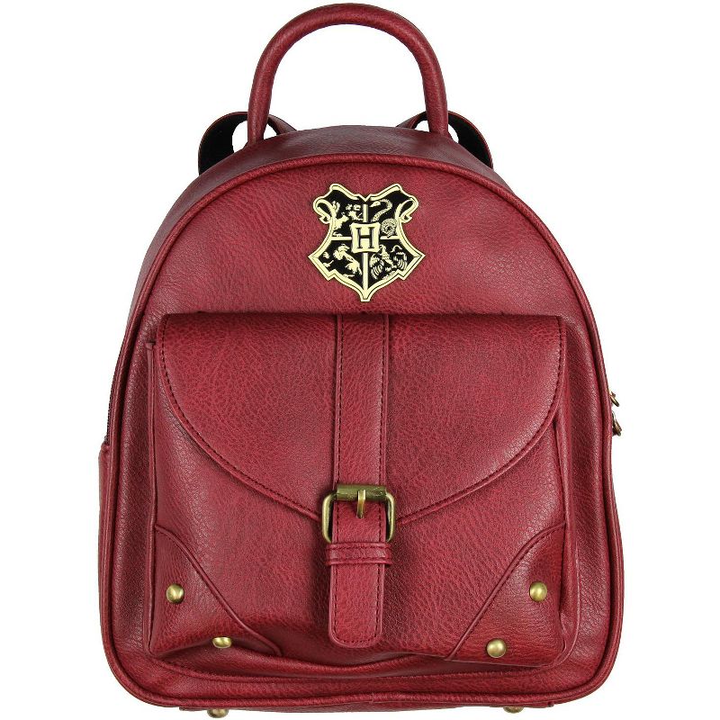 Harry Potter Bag Hogwarts School Crest Faux Leather Mini Backpack Red, 1 of 5