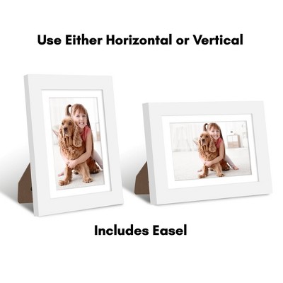 White 5x7 Wood Picture Frame with Glass Cover