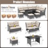 Costway 7 PCS Patio Dining Furniture Set PE Rattan Sectional Sofa Set with Soft Cushions White/Black/Blue/Gray - 3 of 4