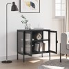 vidaXL Sideboard Black 27.6 in.x13.8 in.x27.6 in. Glass and Steel - image 3 of 4