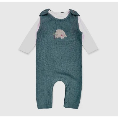 Gender Neutral Kid's Elephant Embroidered Knit Overall Set - VIVERANO Organics