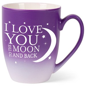 Elanze Designs Love You Moon And Back Two Toned Ombre Matte Purple and White 12 ounce Ceramic Stoneware Coffee Cup Mug - 1 of 4