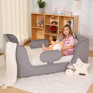 DoCred Toddler Bed,Toddler Floor Bed Frame with Removable Guard Rails, Kids Bed for Girls and Boys - 1 of 4
