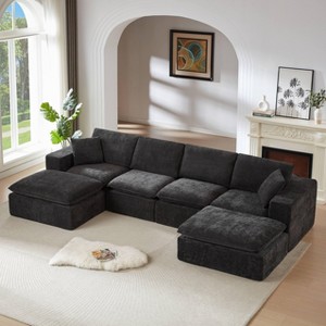 MYINDA 137'' Oversized 6-Seater Sectional Sofa, Chenille Cloud Couch for Living Room, Apartments, Offices - 1 of 4