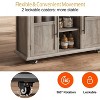 41" Mobile Farmhouse Storage Island,Rolling Kitchen Island with Drop Leaf - with 2 Glass Door Cabinets, 3 Open Shelves & 2 Drawers for Dining Room - 3 of 4