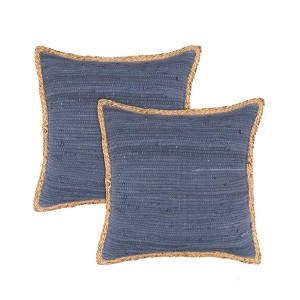 HomeRoots Set of Two Navy Blue Cotton Throw Pillow - 1 of 4