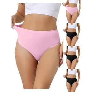 Allegra K Women's High Waist Tummy Control Stretch T-back Breathable Comfortable Thongs Multicolored - 1 of 4
