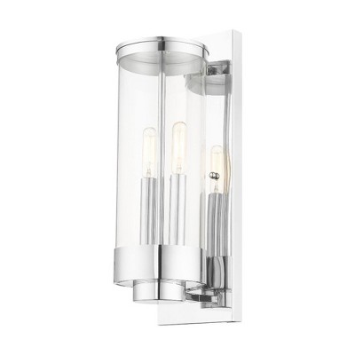 Hillcrest Polished Chrome 2-Light Outdoor Wall Lantern with Clear Glass