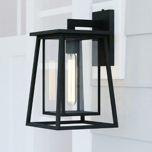 VAXCEL Blackwell Cage Frame 1 Light Dusk to Dawn Black Outdoor Wall Lantern Clear Glass - 1 of 4