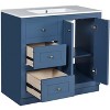 YOOCOZZ 36" Freestanding Bathroom Vanity with Ceramic Sink,2 Drawers, Shelf and MDF Board-Blue - 3 of 4