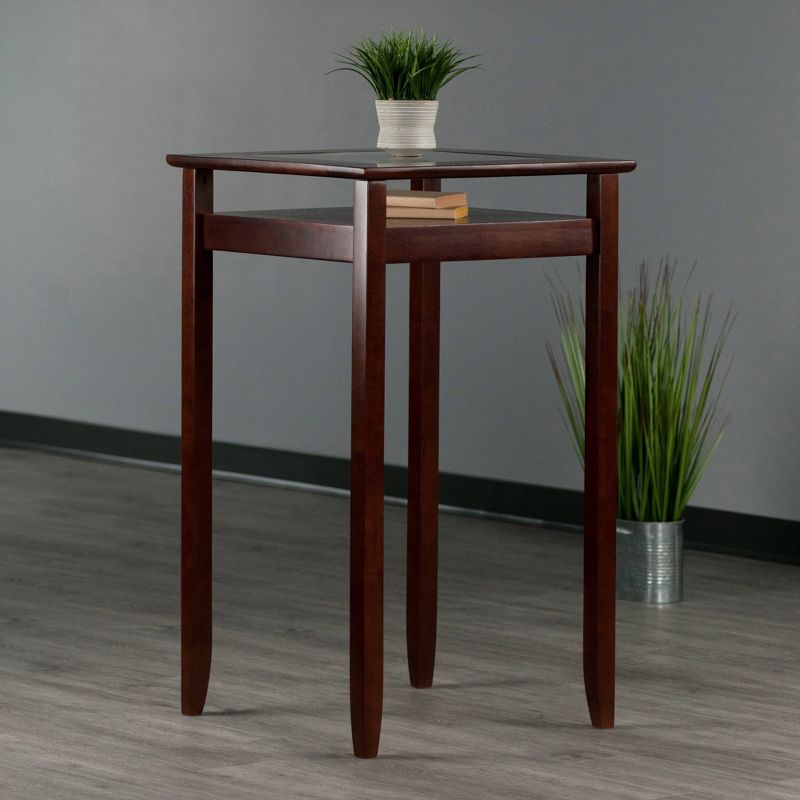 Halo Square Bar height Table with Glass Top Wood/Walnut - Winsome, 4 of 8