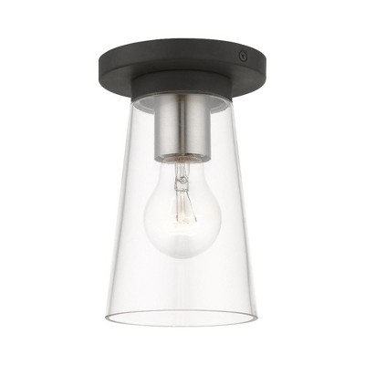 Livex Lighting Cityview 1 - Light Flush Mount in  Black/Brushed Nickel